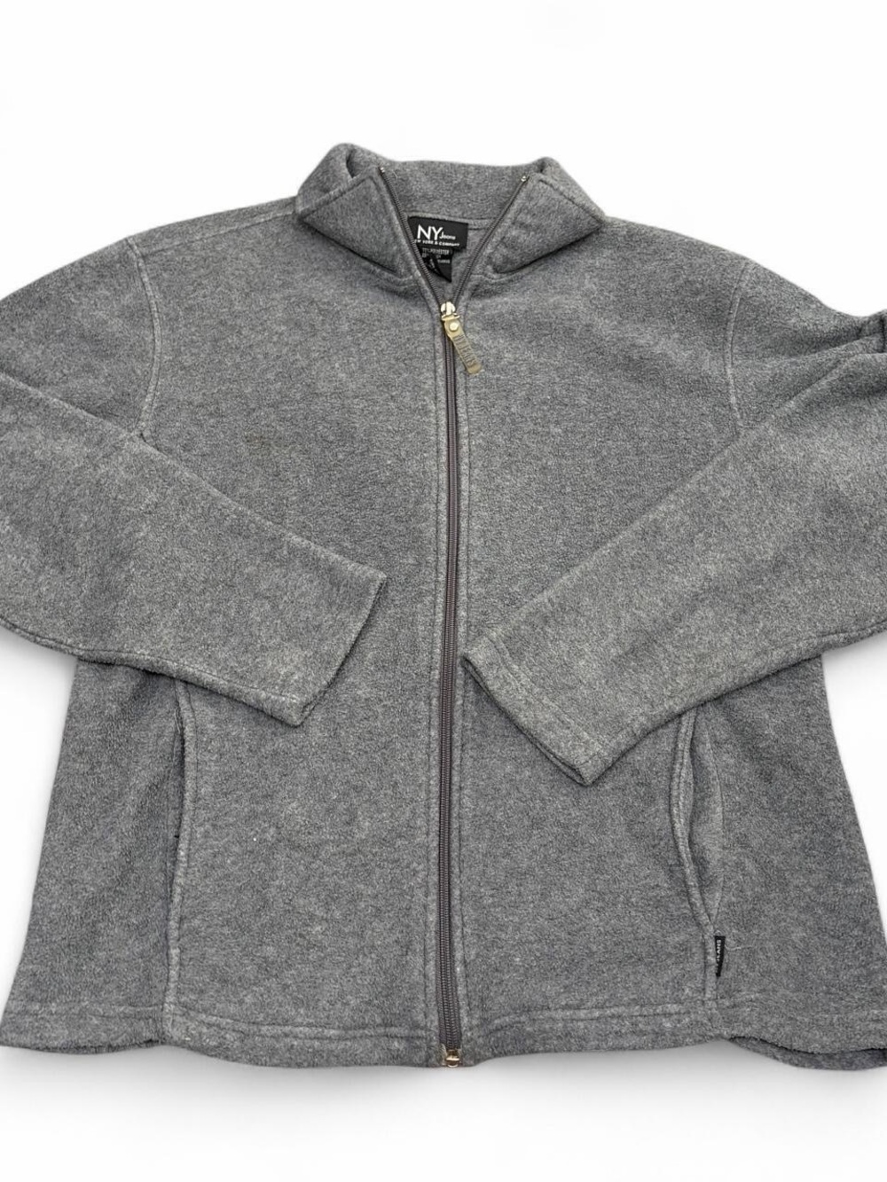 New York & Company Womens Gray Full-Zip Hoodie